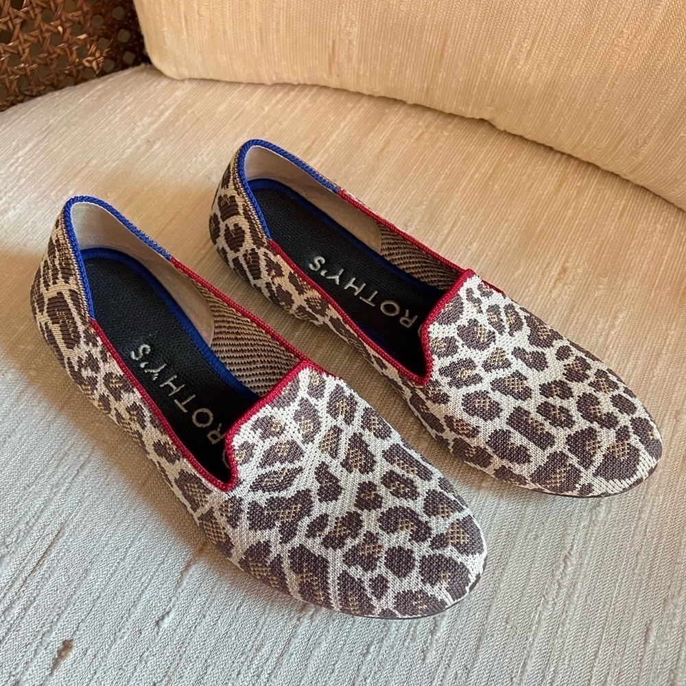 ROTHYS The Loafer Mocha Spot Flats Animal Print Leopard Cheetah Shoes 6.5